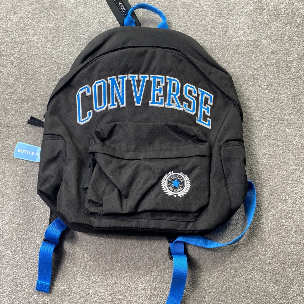 Converse Backpack Unisex O/S Black Blue Laptop Sleeve Collegiate Logo 9A5578-023